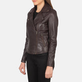 Elsus Maroon Leather Biker Jacket